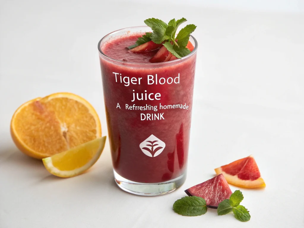 A refreshing tropical red fruit juice with strawberries and mint garnish.